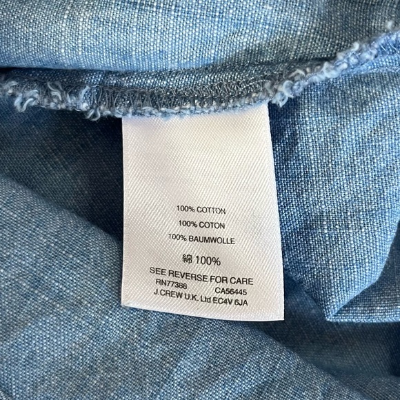 J. Crew Chambray Flutter Sleeve Faux Wrap Peplum Top - Picture 4 of 10
